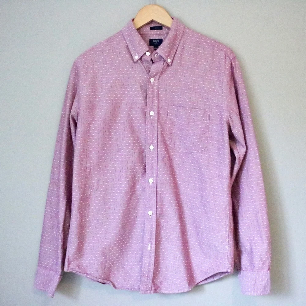 J.Crew Red Dotted Button Down Long Sleeve Shirt